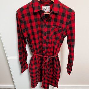 BC Clothing black and red plaid dress, size small